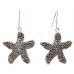 Silver 925 Dangle Earrings Women's Sterling Starfish Oxidized Handmade A744